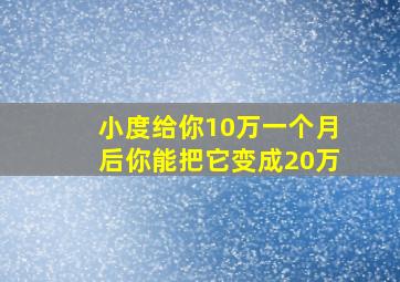 小度给你10万一个月后你能把它变成20万