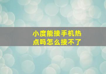 小度能接手机热点吗怎么接不了