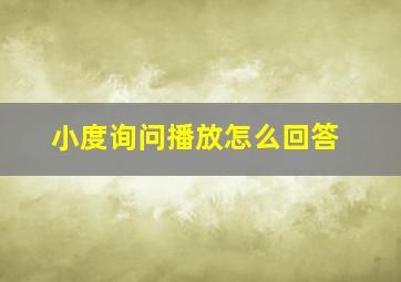 小度询问播放怎么回答