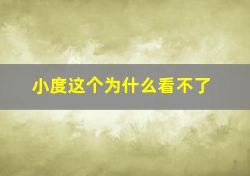 小度这个为什么看不了