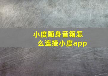 小度随身音箱怎么连接小度app