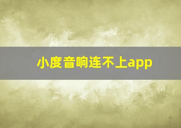 小度音响连不上app