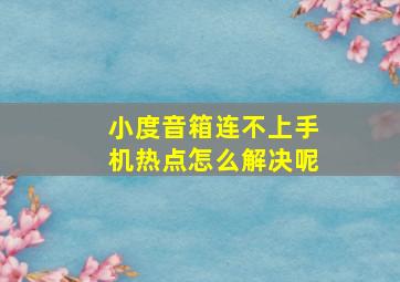 小度音箱连不上手机热点怎么解决呢