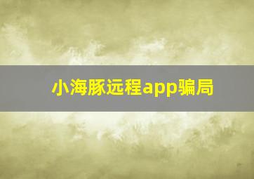 小海豚远程app骗局