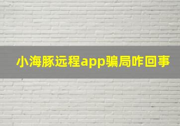 小海豚远程app骗局咋回事