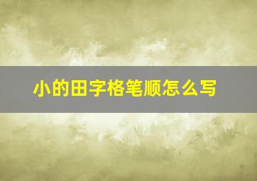 小的田字格笔顺怎么写