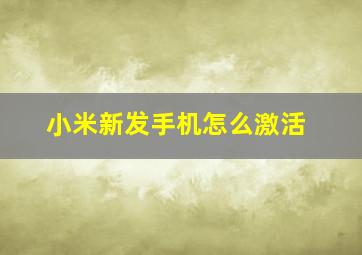 小米新发手机怎么激活