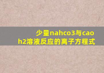 少量nahco3与caoh2溶液反应的离子方程式