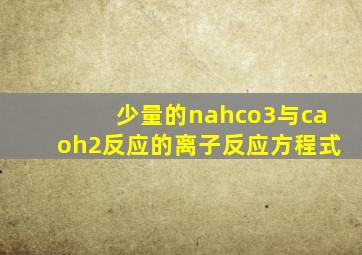 少量的nahco3与caoh2反应的离子反应方程式