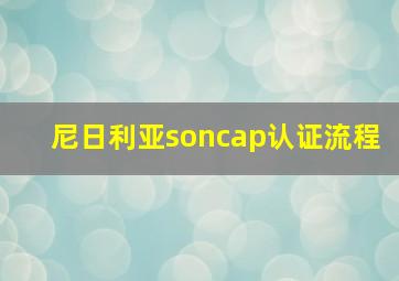 尼日利亚soncap认证流程