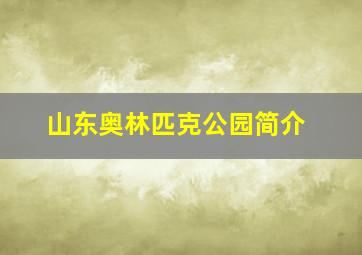 山东奥林匹克公园简介