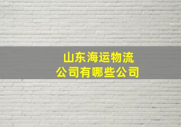 山东海运物流公司有哪些公司