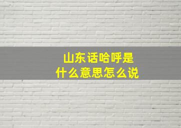 山东话哈呼是什么意思怎么说