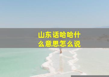 山东话哈哈什么意思怎么说