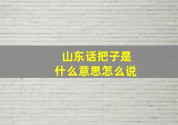 山东话把子是什么意思怎么说