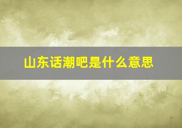 山东话潮吧是什么意思