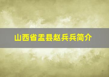 山西省盂县赵兵兵简介