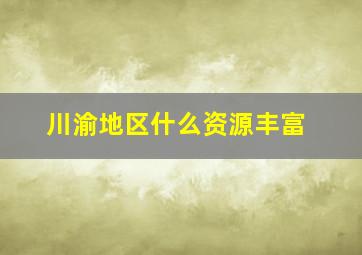 川渝地区什么资源丰富