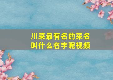 川菜最有名的菜名叫什么名字呢视频