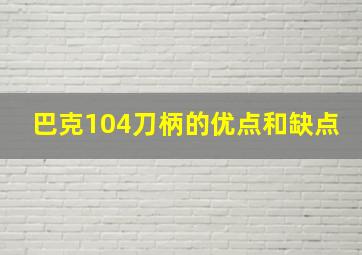 巴克104刀柄的优点和缺点