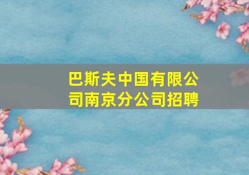 巴斯夫中国有限公司南京分公司招聘