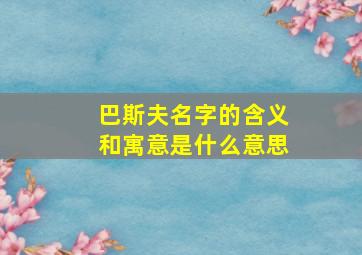 巴斯夫名字的含义和寓意是什么意思