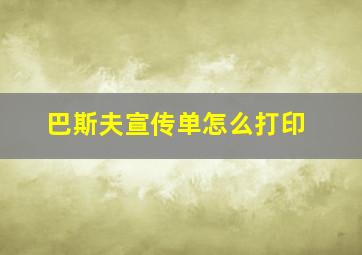 巴斯夫宣传单怎么打印