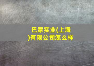 巴蒙实业(上海)有限公司怎么样