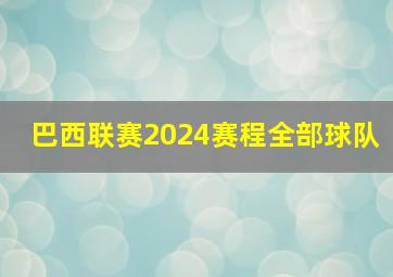 巴西联赛2024赛程全部球队