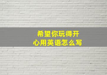 希望你玩得开心用英语怎么写