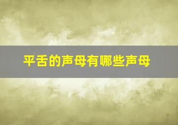 平舌的声母有哪些声母