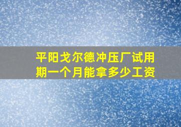 平阳戈尔德冲压厂试用期一个月能拿多少工资