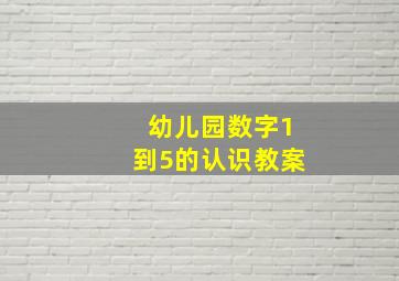 幼儿园数字1到5的认识教案