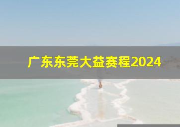 广东东莞大益赛程2024