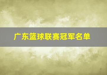 广东篮球联赛冠军名单