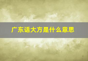 广东话大方是什么意思