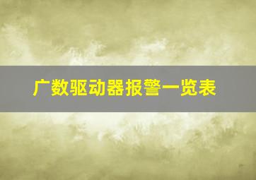 广数驱动器报警一览表