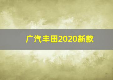 广汽丰田2020新款