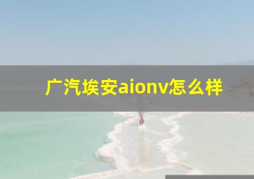 广汽埃安aionv怎么样