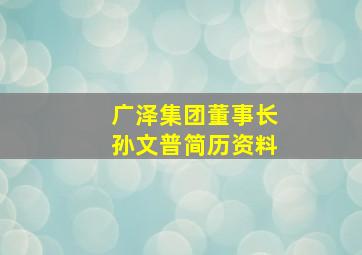 广泽集团董事长孙文普简历资料