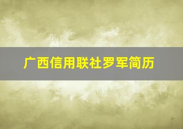 广西信用联社罗军简历