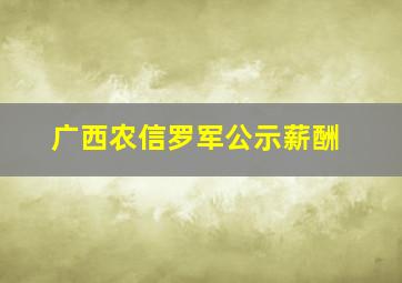 广西农信罗军公示薪酬