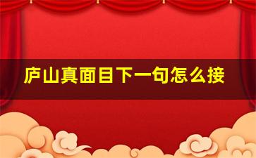 庐山真面目下一句怎么接