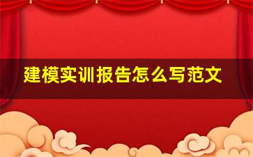 建模实训报告怎么写范文