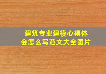 建筑专业建模心得体会怎么写范文大全图片