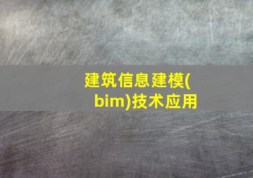 建筑信息建模(bim)技术应用