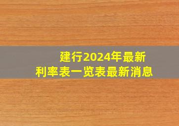 建行2024年最新利率表一览表最新消息