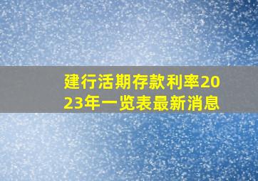 建行活期存款利率2023年一览表最新消息