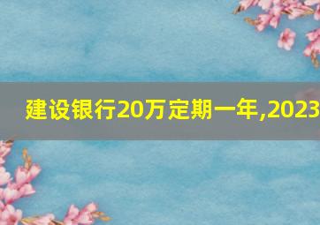 建设银行20万定期一年,2023