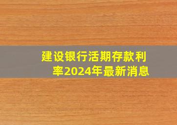 建设银行活期存款利率2024年最新消息